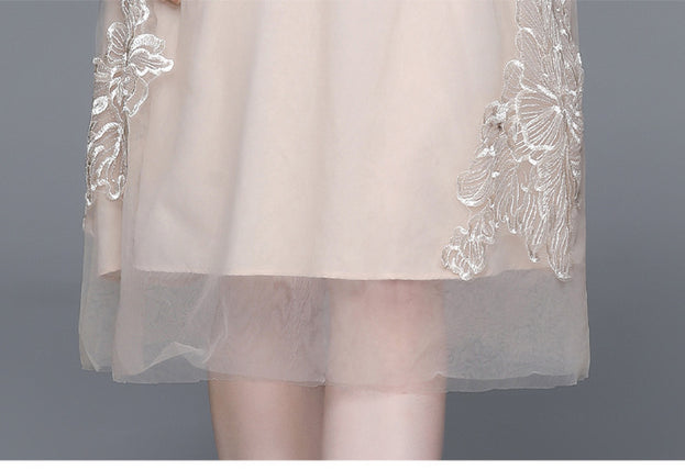 Embroidery Heavy Industry Gauze French Temperament Elegant Dress