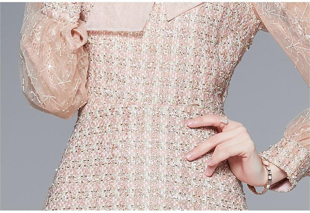 Bow NeckLong Sleeve  French Dress