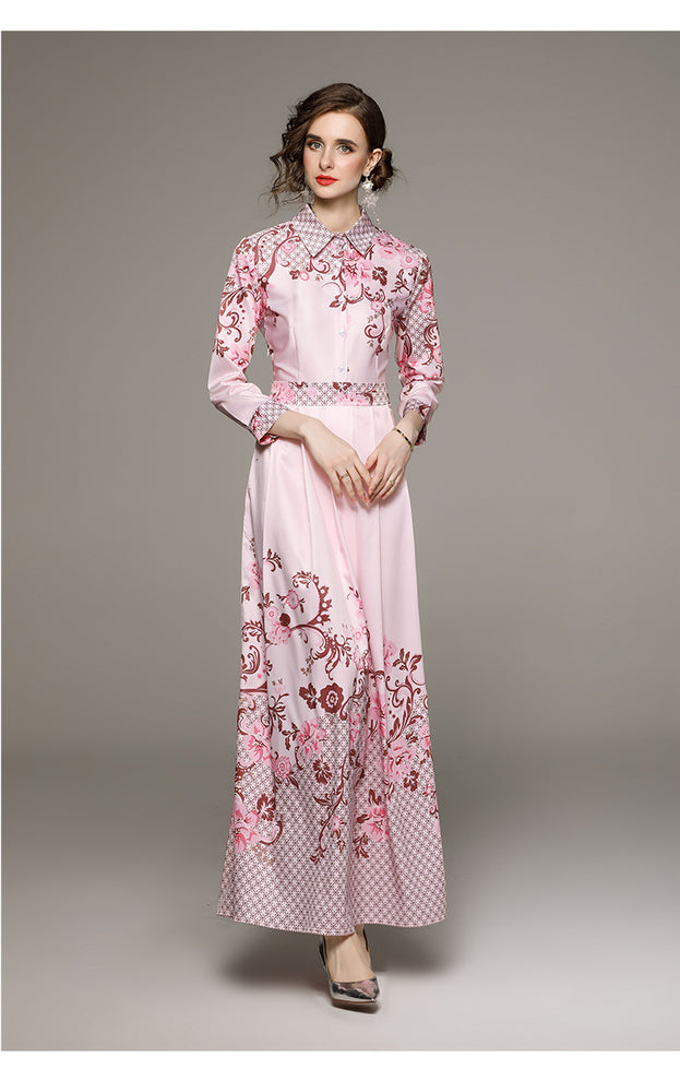 Fashion All-in-One Collection Waist Slimming Positioning Printed Dress