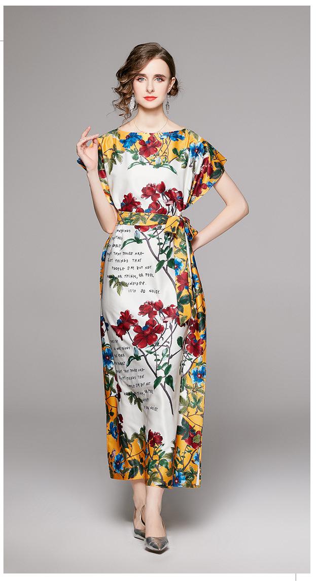 Stylish One-Line Neck Loose Lace-Up Dress with Belt