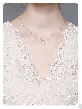 Temperament Retro V-Neck Big Swing Long Hook Flower Hollowed Out Lace Dress