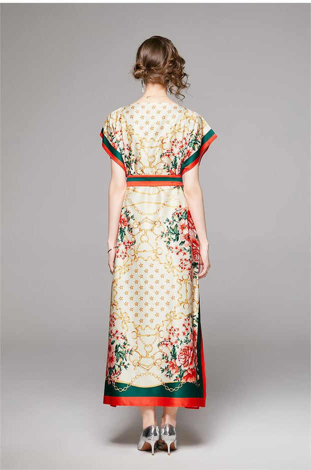 Stylish One-Line Neck Loose Lace-Up Dress With Belt
