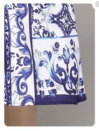 Fashion All-in-One Collection Waist Slimming Positioning Printed Dress with Belt