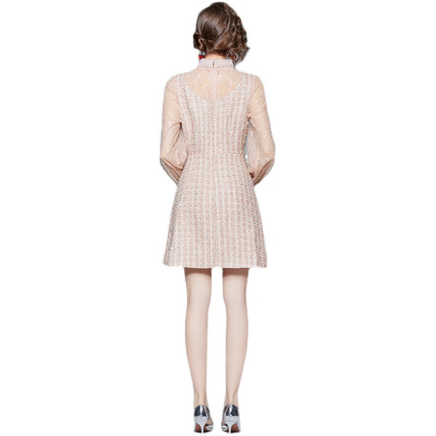 Bow NeckLong Sleeve  French Dress