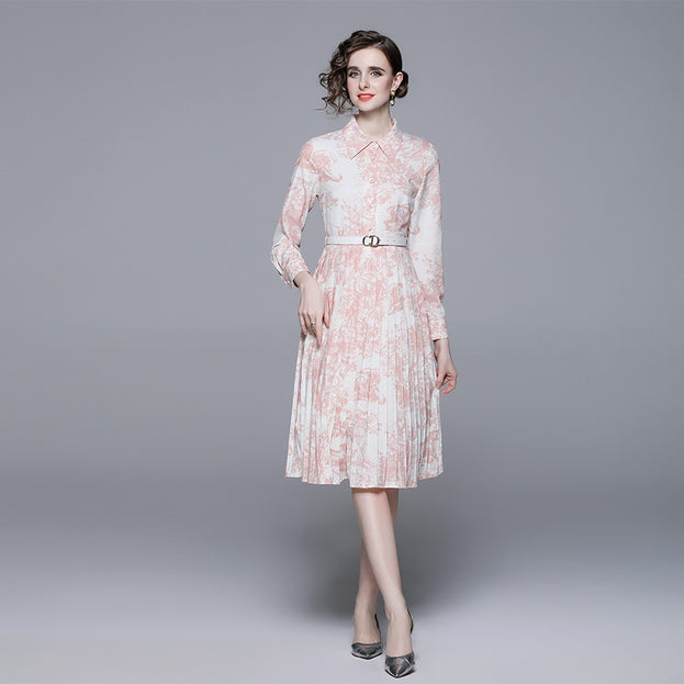 Printed Pleated Dress