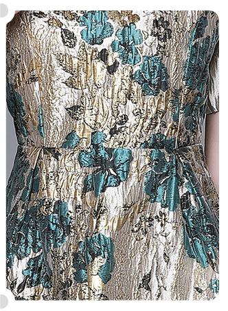 High Waist Big Swing Temperament Jacquard V-Neck Short Sleeve Slim Mid-Length Dress