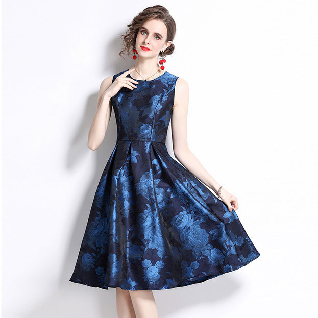 Temperament Elegant Jacquard Mid-Length Dress