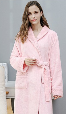 Coral Fleece Bathrobe Flannel Ladies Pajamas