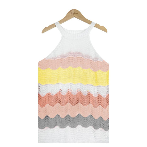 Women's Wavy Splicing Casual Loose Knitted Sweater