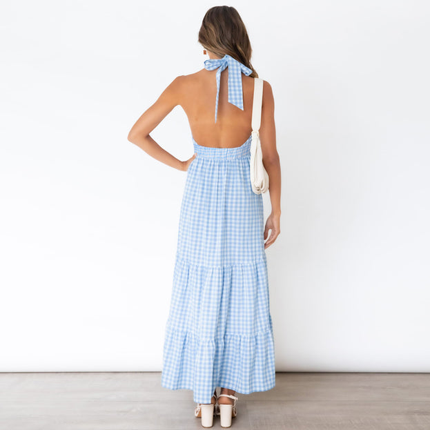New Sexy Waist Dress Sexy Plaid Dress