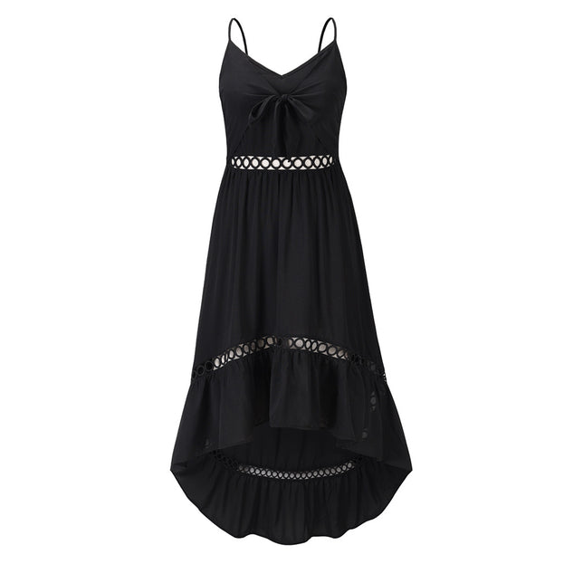 Slim Chiffon Dress Summer Lace Irregular Suspender Dress