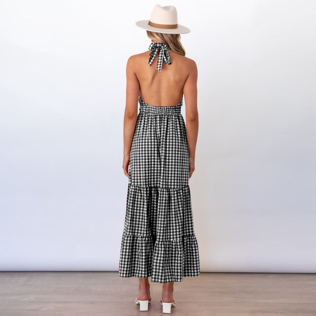 New Sexy Waist Dress Sexy Plaid Dress