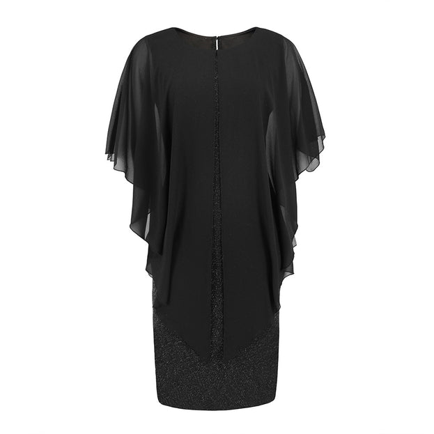Vintage Chiffon Round Neck Flowing Fake Two Piece  Dress