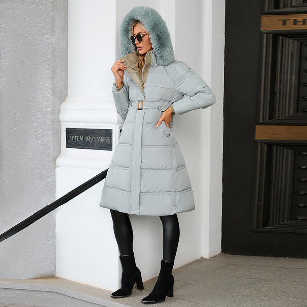 Women Slim Fit Mid Length Down Padded Jacket