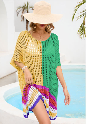 Paneled Cutout Beach Dress Oversized Oversized Bikini Top