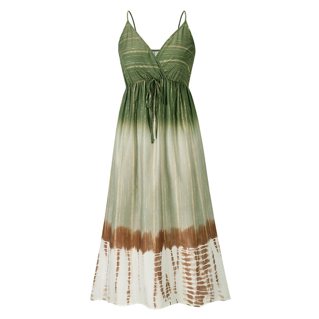 Summer New Tie-Dye Suspender Skirt Slim Temperament Gradient Color Dress