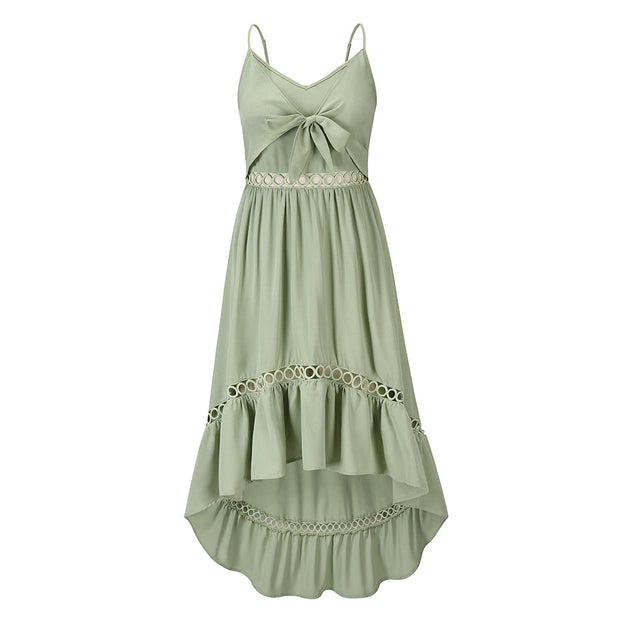 Slim Chiffon Dress Summer Lace Irregular Suspender Dress