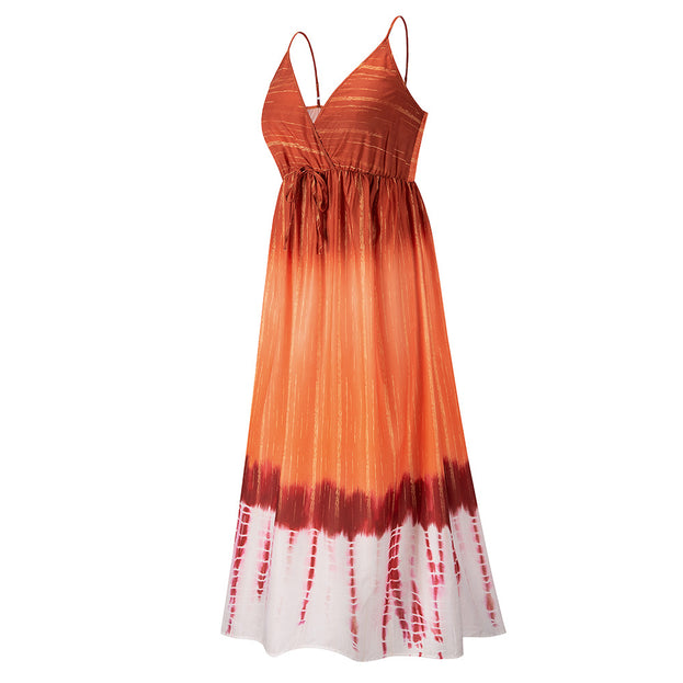 Summer New Tie-Dye Suspender Skirt Slim Temperament Gradient Color Dress