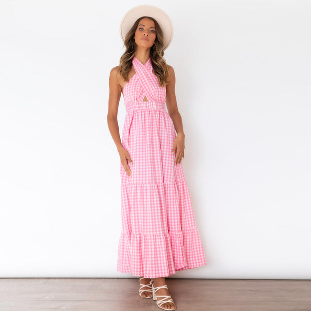 New Sexy Waist Dress Sexy Plaid Dress