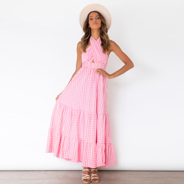 New Sexy Waist Dress Sexy Plaid Dress