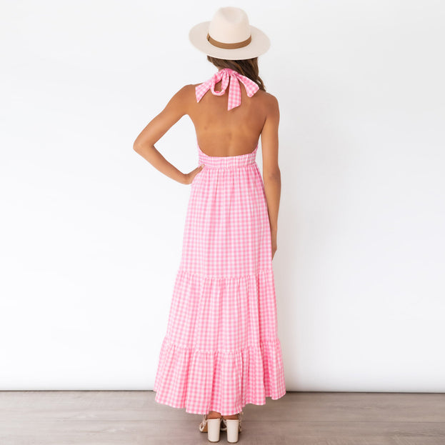New Sexy Waist Dress Sexy Plaid Dress