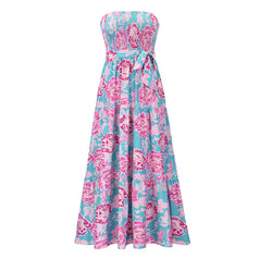 Wrapped chest sexy tie dress summer 2023 floral dress