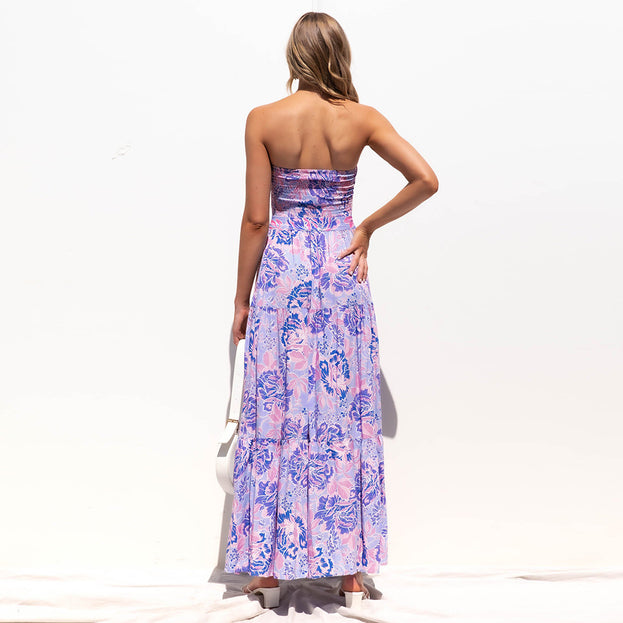 Wrapped chest sexy tie dress summer 2023 floral dress