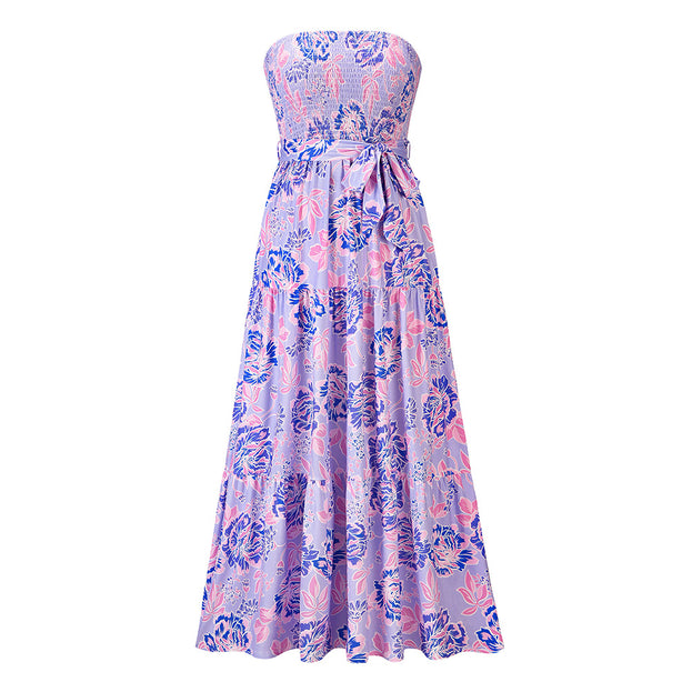 Wrapped chest sexy tie dress summer 2023 floral dress