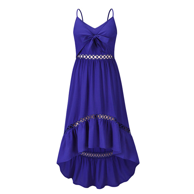 Slim Chiffon Dress Summer Lace Irregular Suspender Dress