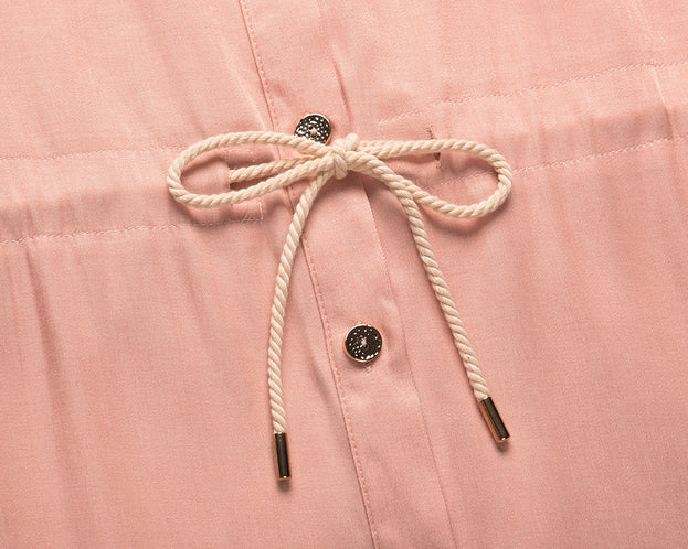 Long-Sleeved British Temperament Shirt Dress Mid-Length Tie Waist Dress