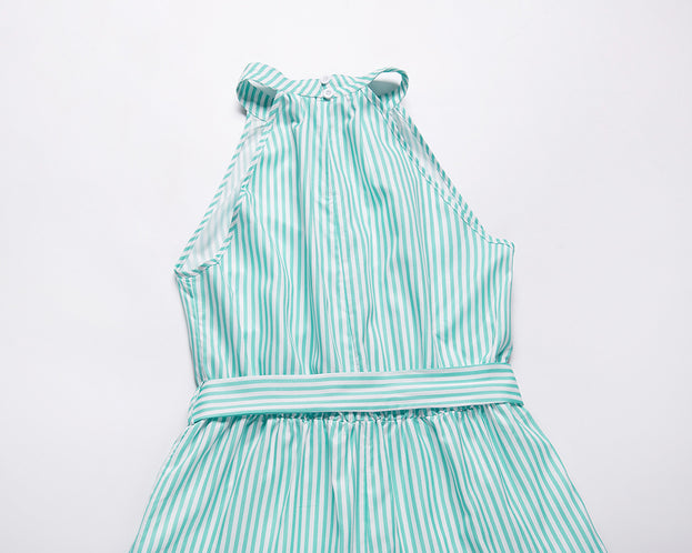 New Striped Halterneck Dress Slim Dress
