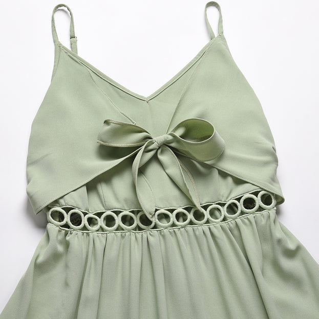 Slim Chiffon Dress Summer Lace Irregular Suspender Dress