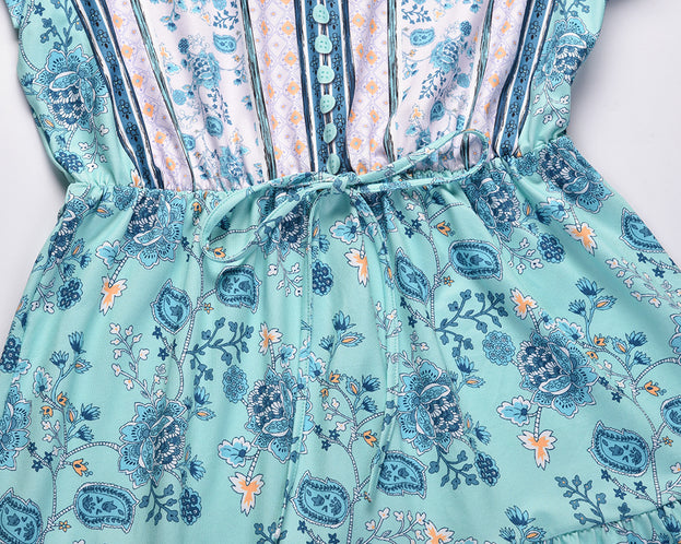 Spring and Summer New Floral Dress Plus Size V-Neck Sexy Dress