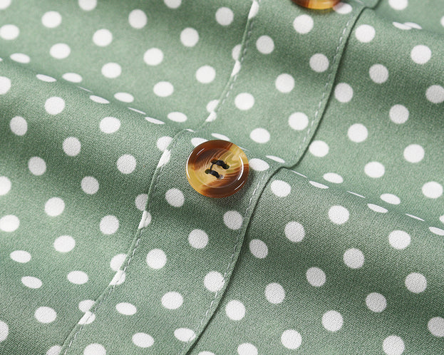 Polka Dot Waist Slimming Sleeveless Vest Dress V-Neck Temperament Button Short Skirt